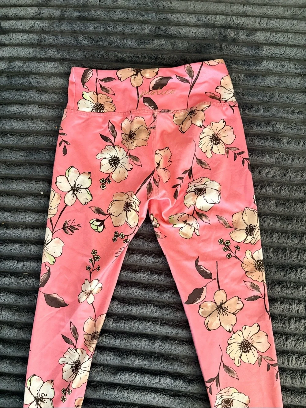 Justice Pink Floral Leggings with Cream Blooms